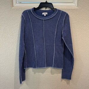 Bloomfield Blue Fitted Ribbed Long Sleeve Top